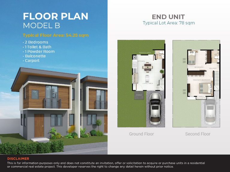 Casa Mira Homes Davao Floor Plan Model B - End Unit