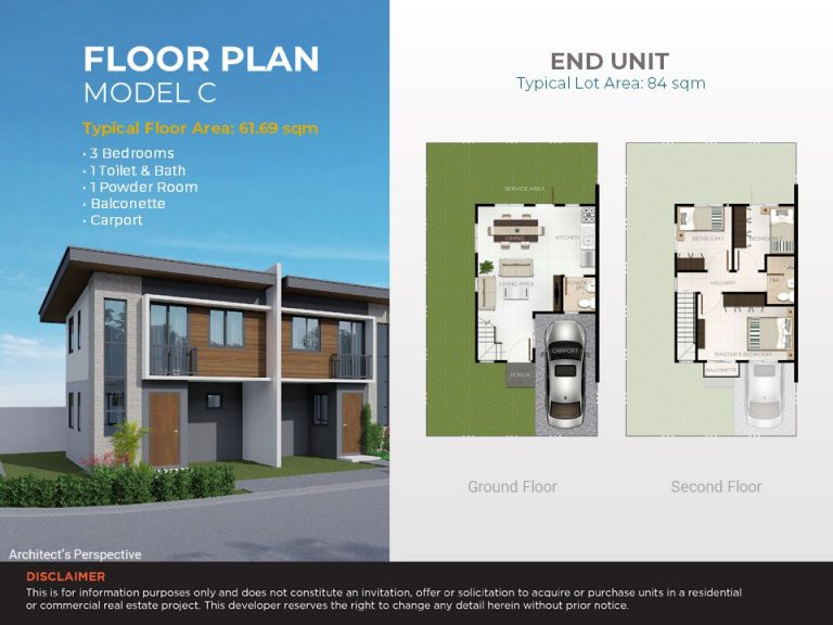 Casa Mira Homes Davao Floor Plan Model C - End Unit