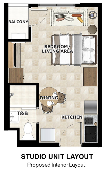 Studio Unit Proposed Interior Layout